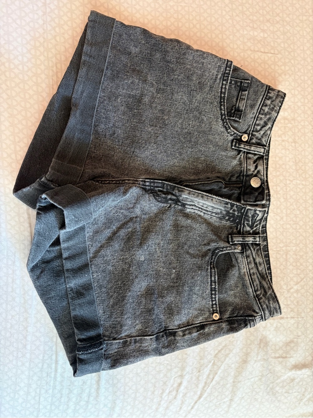 wild fable Washed Black High-Rise Denim Shorts with Cuffed Hem